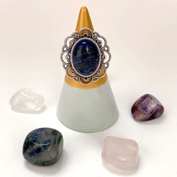 💍Beautiful Lapis Lazuli Natural Stone Ring - Picture 4 of 5